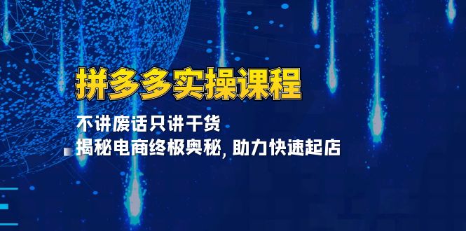 拼多多实操课程：不讲废话只讲干货, 揭秘电商终极奥秘,助力快速起店